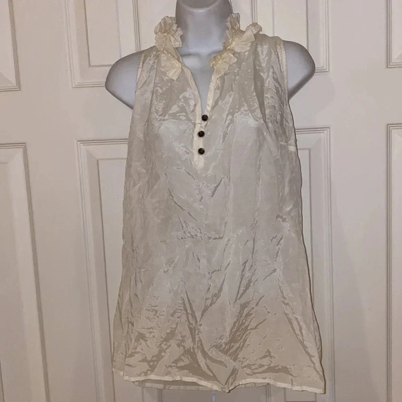 Merona a sheer silky ruffle VNeck muscle  sleeveless blouse Sz XL - Picture 1 of 9